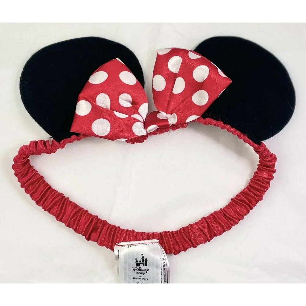 Disney MINNIE MOUSE Baby Girl Bodysuit Dress W/Headbands 12-18 Month Red/Black